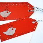 Gift Tags - 6 Ruby Red Snow Birds With Ruby..