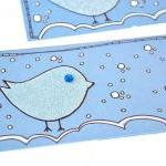 Gift Tags - 6 Winter White Snow Birds With Royal..