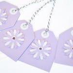 Gift Tags - 6 Grape Sorbet Glitter Paper Flowers..