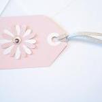 Gift Tags - 6 Pale Pink Glitter Paper Flowers With..