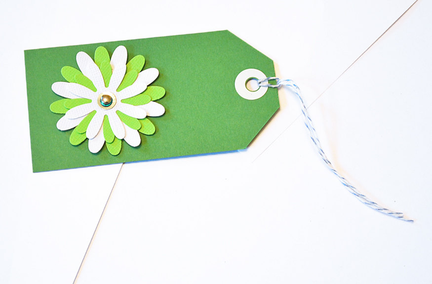 Ift Tags - 6 St Paddy's Day Green & Turquoise Glitter Paper Flowers With Vintage Sequins