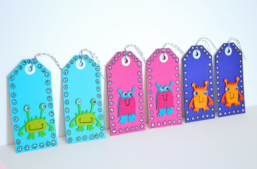 Gift Tags - 6 Cutie Patootie Monster - Handmade Gift Tags